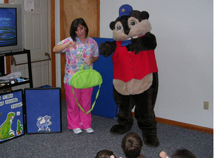 Kids love Buddy Beaver from Pediatric Dental Healthcare!